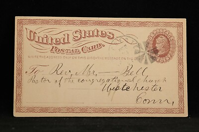#ad Connecticut: Colchester 1873 #UX1 Postal Card Fancy Cancel New London Co