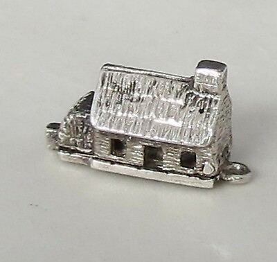 #ad HOUSE Opens to Woman Spinning a Wheel Vintage Sterling Charm