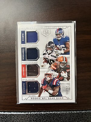 #ad 2018 National Treasures Patch SAQUONPENNYCHUBBMUCHEL RC 26 99 Jersey Match