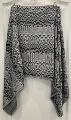 #ad Elementz Women#x27;s Pullover Poncho Style Top Size S M Gray Black Geometric 216