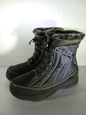 #ad #ad Totes Eve Women’s Cold Weather Snow Boots Thermolite Size 8w Black Zip Up New