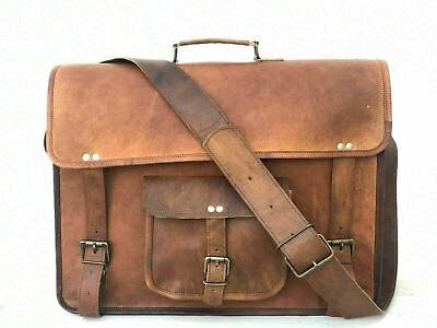 Bag Leather Messenger Vintage Laptop Men#x27;s Genuine Briefcase Shoulder Satchel $50.60