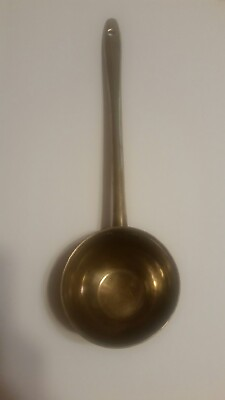 #ad Vintage Rare Solid Brass Large Ladle Dipper 1 Cup Capacity 13 1 4quot; Long