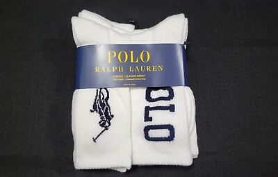 #ad Polo Mens Ralph Lauren 6 Pair Crew Socks Classic Sport White Size 6 12.5