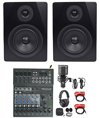 #ad Rockville Home Recording Studio Kit w MonitorsMixer InterfaceMicHeadphones