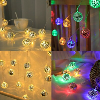 #ad 3M 20LED Disco Ball String Lights 3M Mirror Ball String Fairy Globe Light Decor
