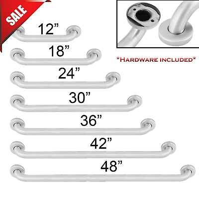 #ad COMMERCIAL Grab Bar Stainless Steel Bath Bathroom Safety Handicap Hand Wall Rail