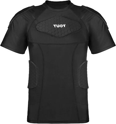 #ad Men#x27;s Padded Compression Shirt Short Sleeve for Sports amp; Training Adult Black