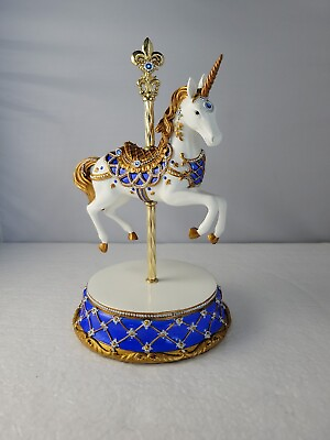 #ad Hamilton Collection Sapphire Prancer Jeweled Unicorn Carousel Collection TK