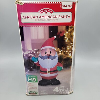 #ad Holiday Time Airblown® Inflatable 4 Ft Light Up African American Santa