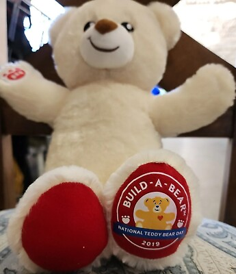 #ad 2019 National Teddy Bear Day 15quot; Ivory Teddy Bear Plush Animal Red Feet BAB