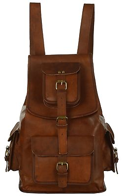 #ad New Real Branded Leather Mens Backpack Satchel Brown Vintage Bag laptop Rusksack