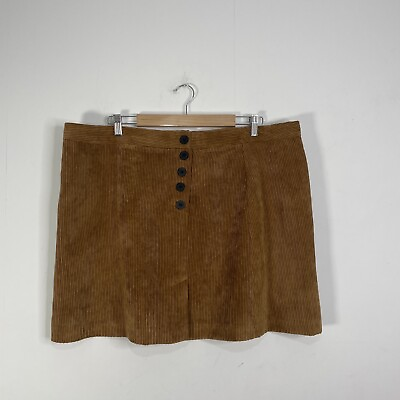 #ad Tu Woman Tan Brown Corduroy A Line Mini Skirt Size UK 22