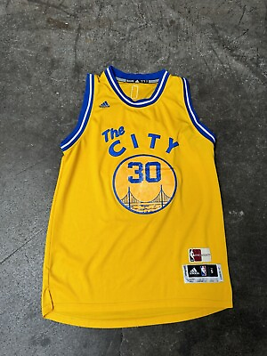 #ad Golden State Warriors The City Stephen Curry Adidas Yellow Jersey HWC Men L 2