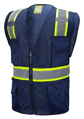 Navy Two Tones Safety Vest With Multi Pocket Tool $11.99