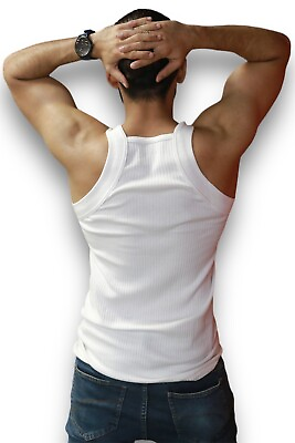 #ad Men#x27;s Designer Cut Vest Gym Running Tank Top Athletic Fit S 2XL