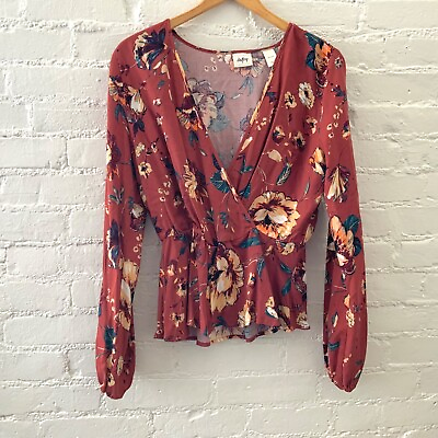 #ad Daytrip Womens Floral Faux Wrap Top
