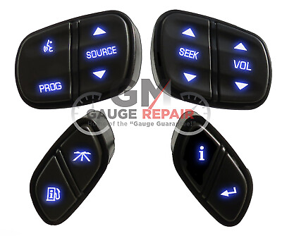#ad GM Chevrolet Steering Wheel Buttons Switches Controls Blue LED Backlighting Set