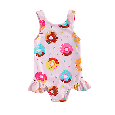 #ad Little Girls One piece Swimsuit Crab Donut Printing Sleeveless Swimwear Lovely