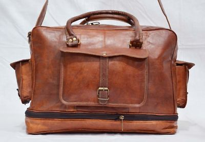 Real leather messenger brown vintage satchel cross body shoulder Bag M082 $83.60