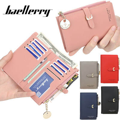 #ad Cute Short Womens Leather Wallet Small Bifold Wallets for Ladies with ID Window