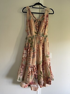 #ad Zimmermann Dress Size AU2 Candescent Plunge Neck Mini BNWT RRP $625