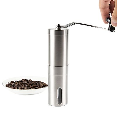 #ad Ceramic Burr Manual Coffee Grinder Portable Hand Crank Stainless Coffee Mill New