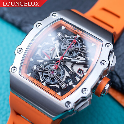 #ad Chronograph Quartz Wrist Watch Stainless Steel Case Silicone Strap Luminous