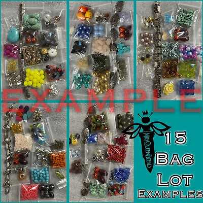 ✨BEADS✨15 Small Bags 🖤 Bead Lot Loose Mixed Glass Acrylic Metal 💋 Read $11.00