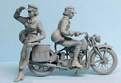 #ad 1 35 Resin Figure Model Kit US Women Soldiers Driver NO Motorcycle WW2 Unpainted