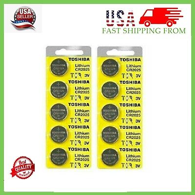 #ad 10 New Original Toshiba CR2025 CR 2025 3V LITHIUM BATTERY BR2025 Watch EXPR 2032