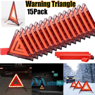 #ad LOT Emergency Warning Triangle DOT Approved Reflective Car Safety Roadside Kit