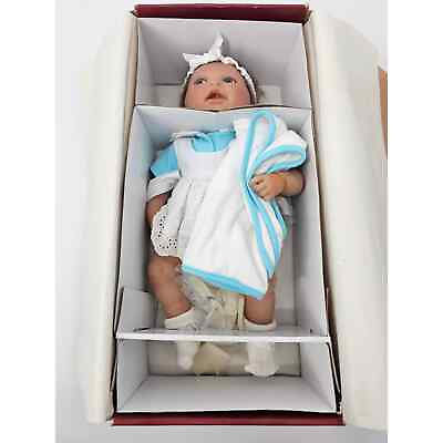 #ad Berenguer Bluebelle Reborn Baby Doll Soft Vinyl Brown Hair Blue Eyes 18quot;