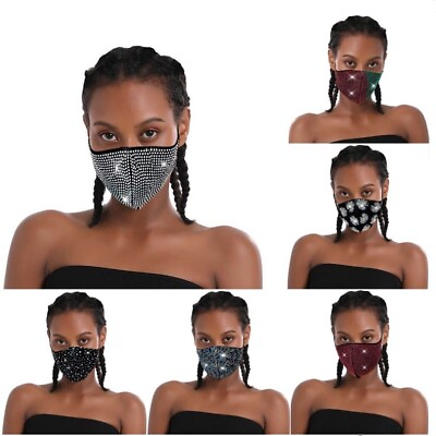 #ad Fashion Rhinestone Face Mask
