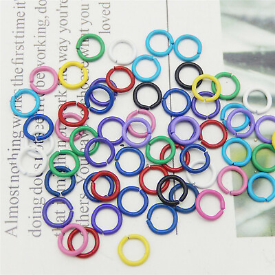 #ad 100 pcs DIY Painted Iron Jump Rings 8mm Mixed Colors Jewelry Craft Accessories