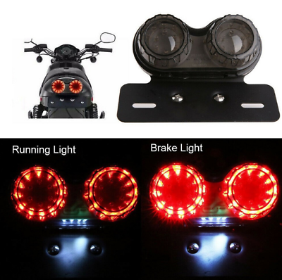 #ad Motorcycle Barrel Taillights Universal Modified LED Rear Taillights Brake Lights