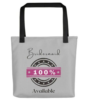 #ad quot;Bridesmaid 100% Availablequot; Tote bag Gray with Black Handles New w Tags