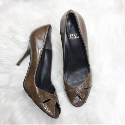 #ad STUART WEITZMAN Womens Patent Leather Peep Toe Heels Size 8.5