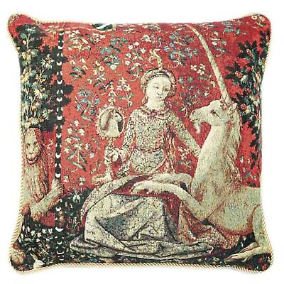 #ad Jacquard Weave Tapestry Pillow Cover Ladyamp;Unicorn Sofa Cushion Covers Sight