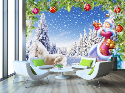 #ad 3D Princess Girl O146 Christmas Wallpaper Wall Mural Removable Self adhesive Amy