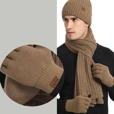 #ad Winter Warm Beanie Set. Hat Scarf Gloves 3Pcs