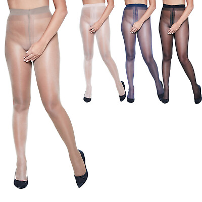 Miss Naughty 15D Shiny Sheer to Waist Crotchless Tights Soft Glossy Plus Sizes $14.99