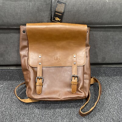 #ad LXY Vegan Leather Backpack Vintage Laptop Bookbag for Women Men BRAND NEW