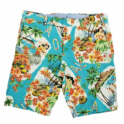 #ad Polo Ralph Lauren Hawaiian Hula Girl Linen Blend Slim Fit Shorts Mens Size 31 9quot;