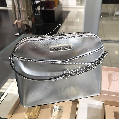 Michael Kors Women Lady Medium crossBody Handbag Shoulder Messenger Purse Silver $108.50