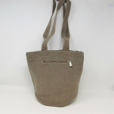 #ad The Sak Brown Tan 2 Handle Bucket Bag Hobo Shoulder Purse Handbag Crochet