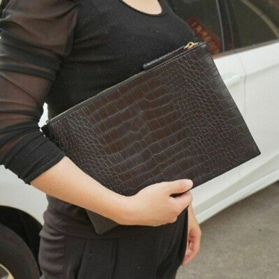 #ad Fashion Women Modern Clutch Envelope New Evening Bag PU Leather Handbag Purse