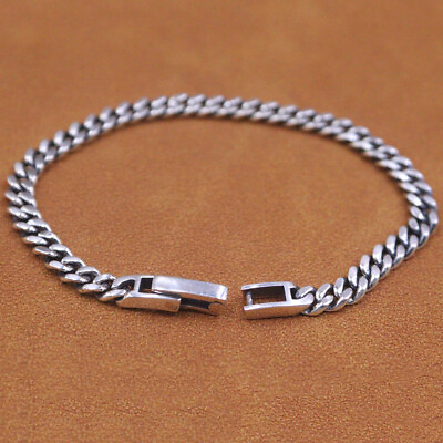 #ad Fine Pure S925 Sterling Silver Chain Men Women Curb Link Bracelet 10 11g 7.1in