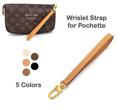Vachetta Leather Wristlet Strap for Pochette Accessoires mini pouch purse bag