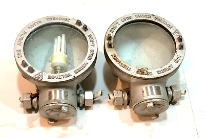 #ad Reclaimed Original Marine Industrial Explosion Flame Proof Iron Light Lot of 2